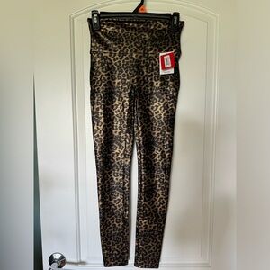 Spanx faux leather leggings in Leopard Shine.